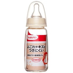 Стеклянная бутылочка для кормления с силиконовой соской  с узким горлышком, Chu-Chu Baby 150 мл